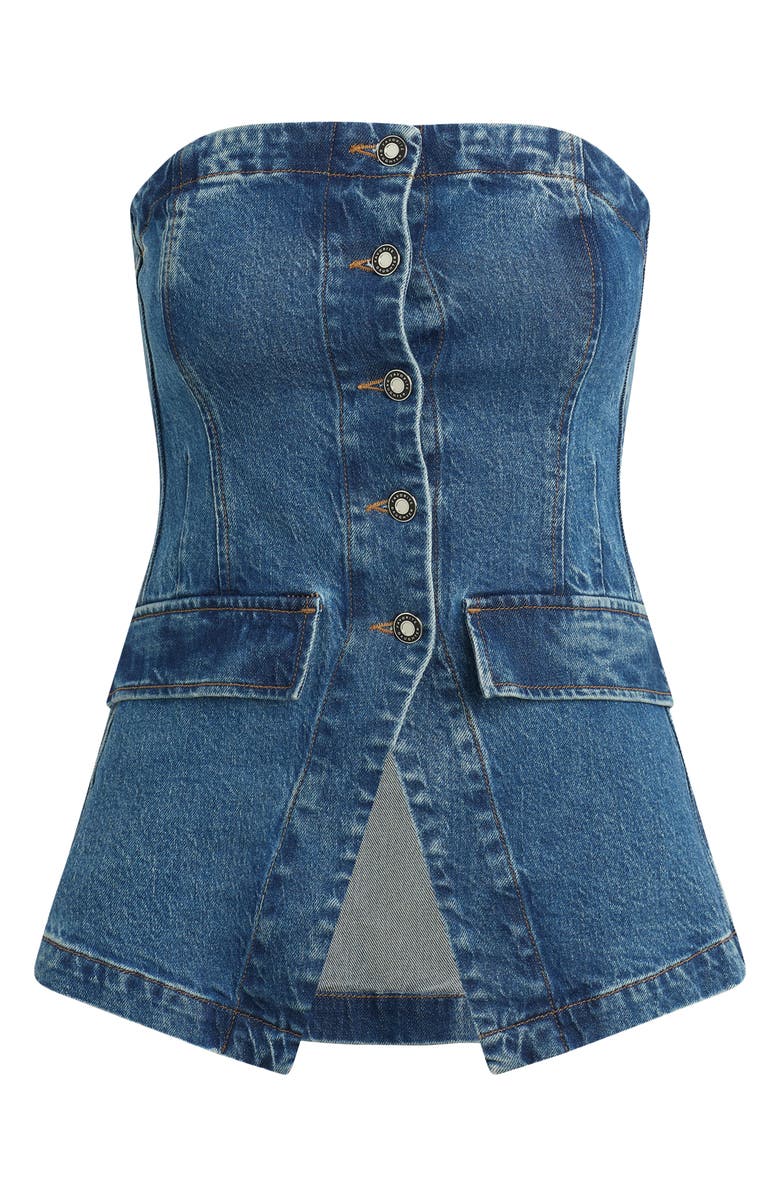 Favorite Daughter The Phoebe Strapless Denim Bustier Top, Alternate, color, Reston