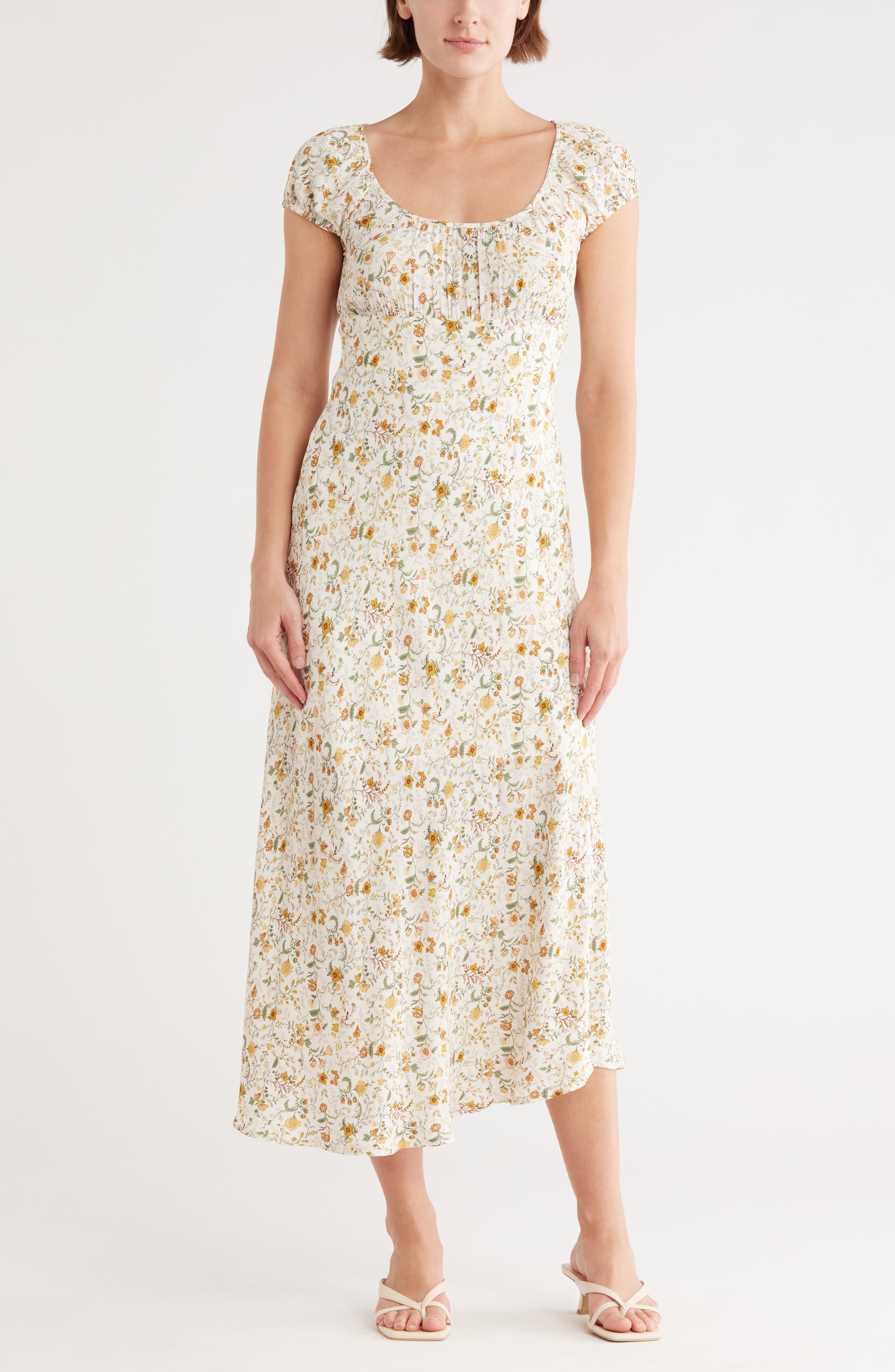 Blu Pepper Cap Sleeve Midi Dress