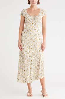 Blu Pepper Cap Sleeve Midi Dress