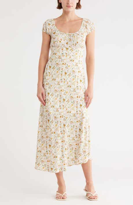 Blu Pepper Cap Sleeve Midi Dress