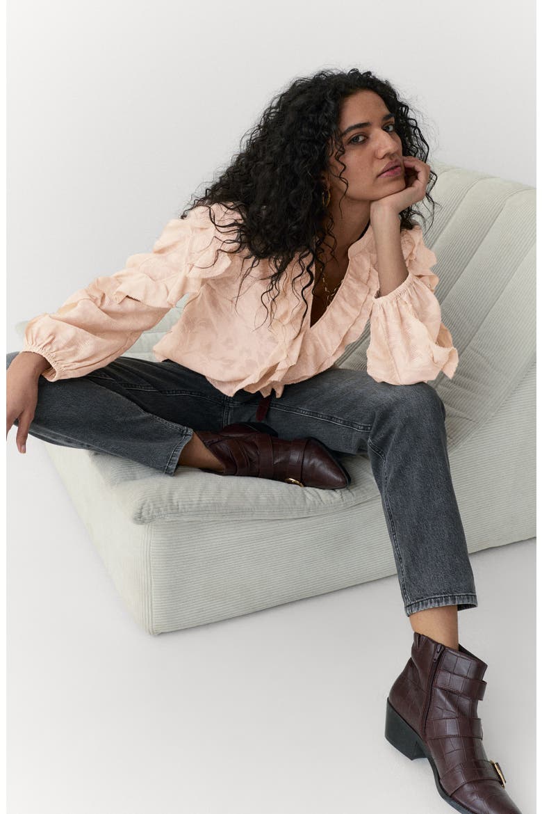 Jacquard Frill Blouse, Alternate, color, OYSTER PINK