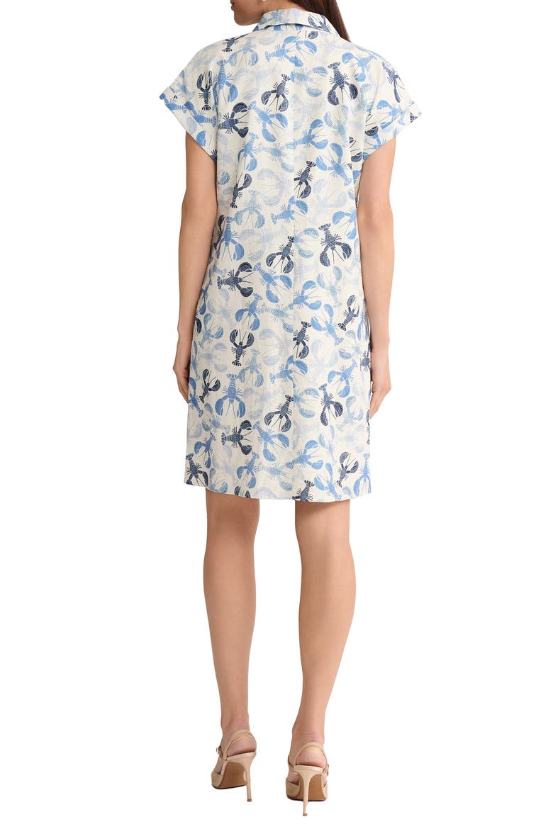 Print Short Sleeve Linen Blend Shift Dress, Alternate, color, NATURAL WHITE MULTI