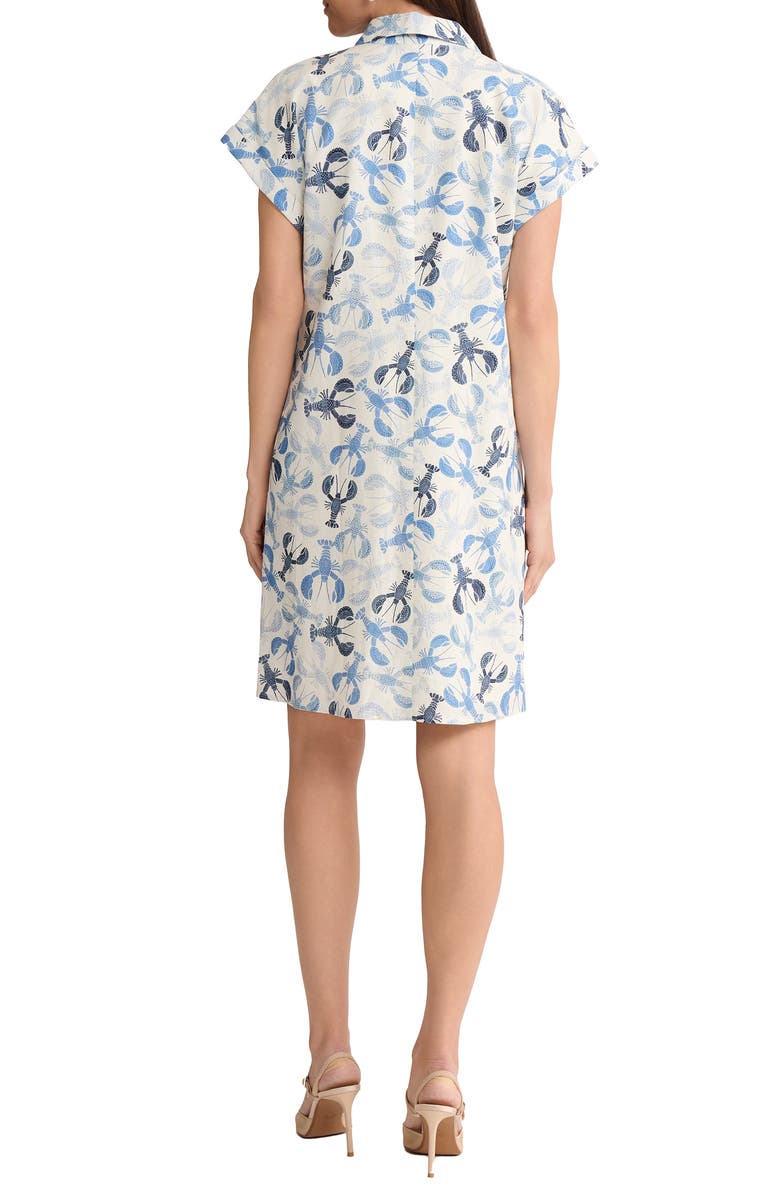 Jones New York Print Short Sleeve Linen Blend Shift Dress, Alternate, color, Natural White Multi