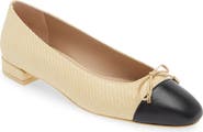 Stuart Weitzman Sleek Cap Toe Bow Flat