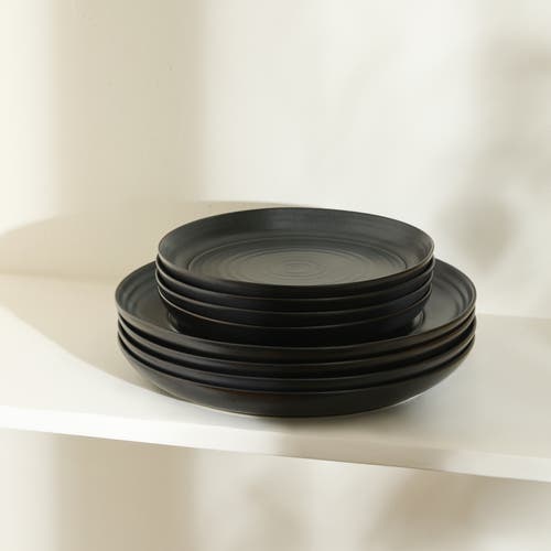 Stone Lain Elio Stoneware 4-piece Dinner Plate Set In Black