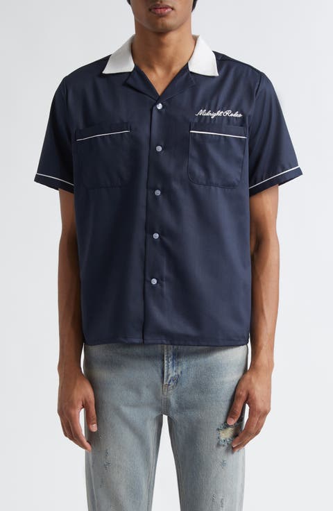 Chain Stitch Piped Voile Camp Shirt