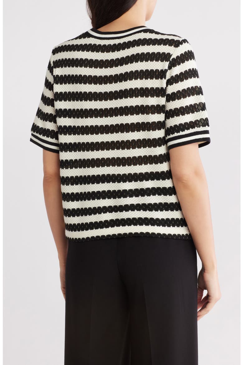 Jacquard Stripe Top, Alternate, color, BLACK/ CREAM