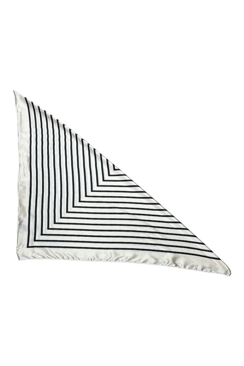Geo Print Satin Scarf, Alternate, color, BLACK/ WHITE