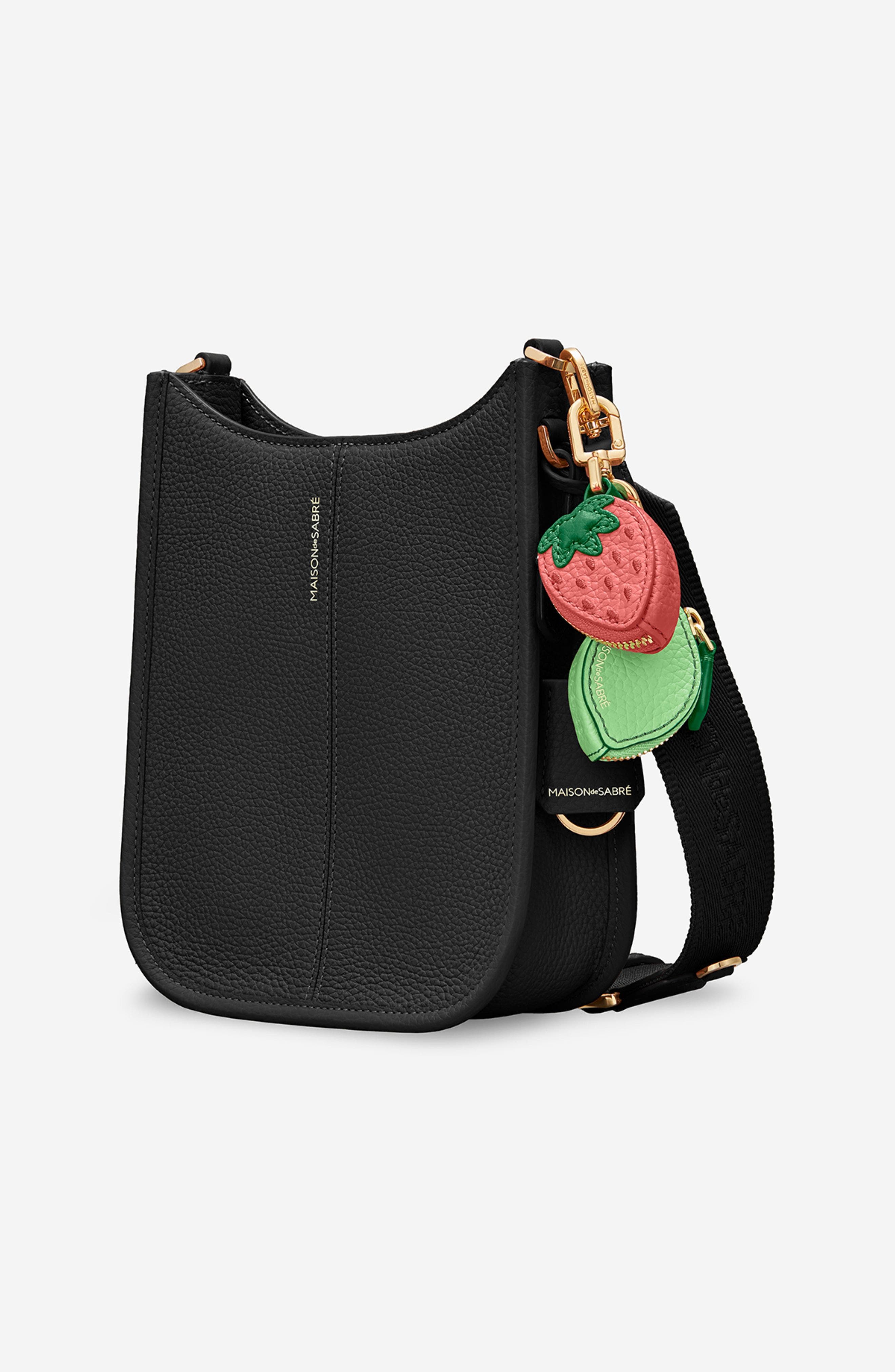 MAISON de SABRÉ Leather Mini Saddle Bag, Alternate, color, Black Caviar