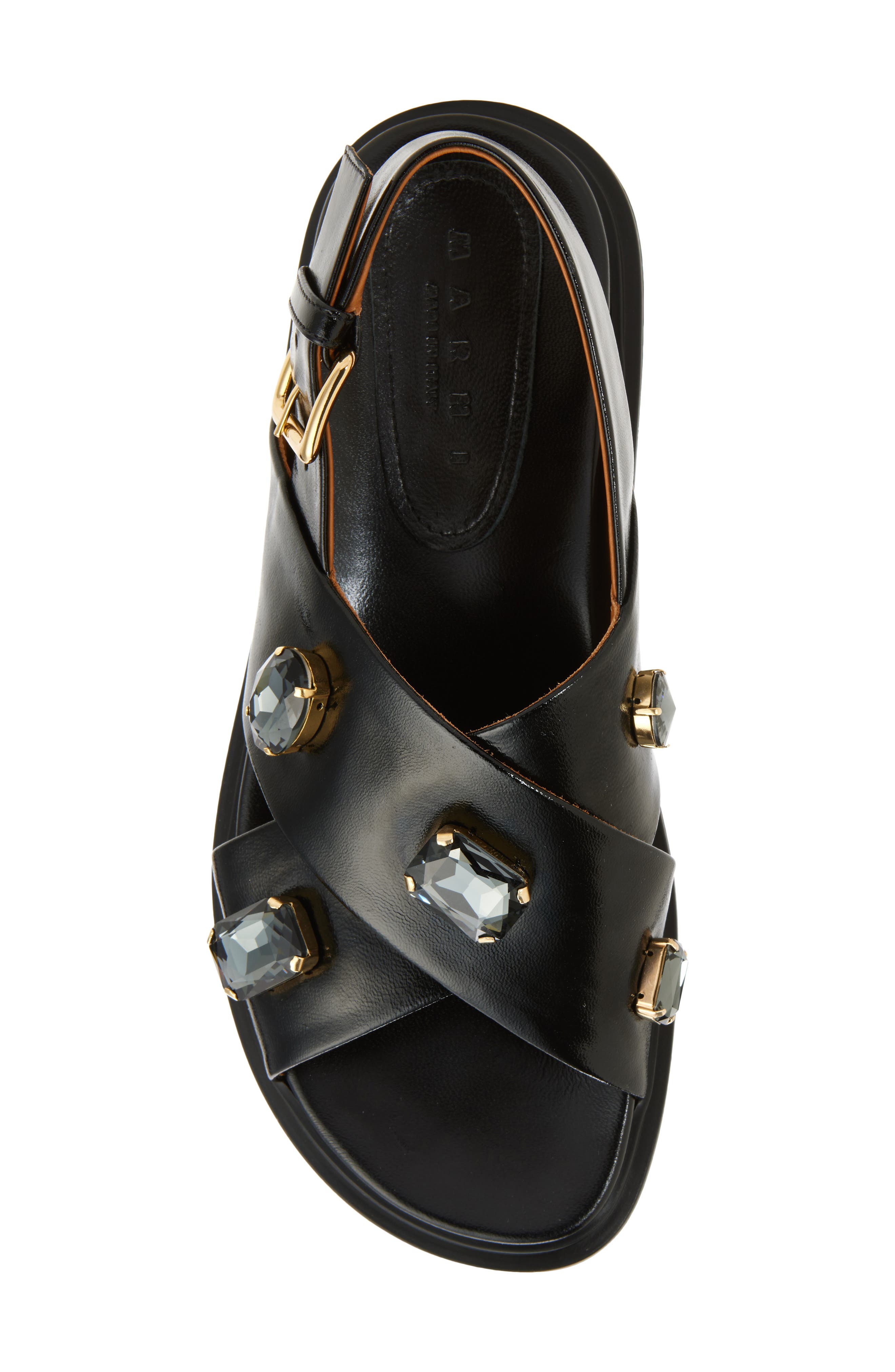 Marni Crystal Crossover Sandal, Alternate, color, 00N99 Black