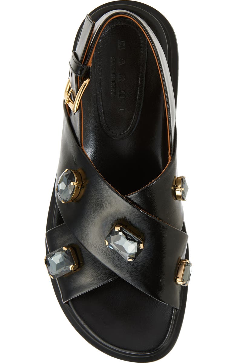 Marni Crystal Crossover Sandal, Alternate, color, 00N99 Black