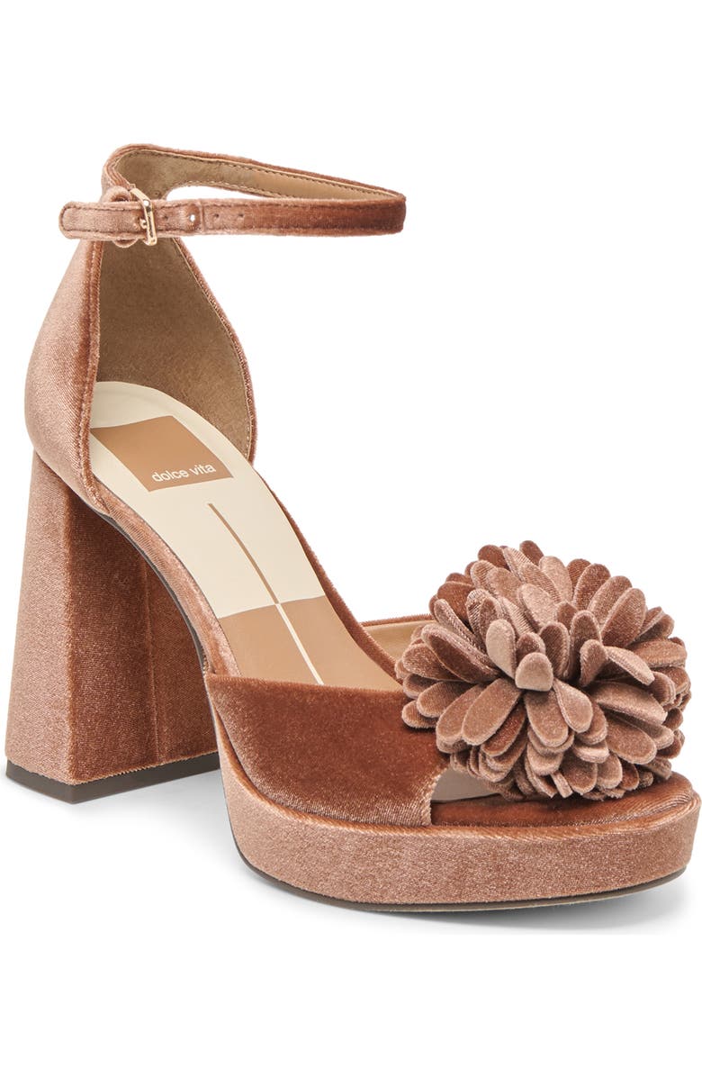 Dolce Vita Perel Platform Ankle Strap Sandal, Main, color, Dark Rose Velvet