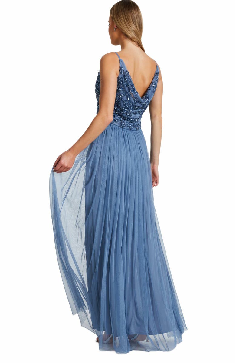 QUIZ Cowl Neck Mesh Skirt Maxi Dress, Alternate, color, 