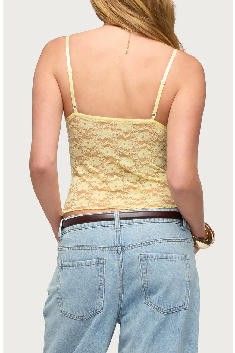 Eira Sheer Lace Crop Camisole, Alternate, color, YELLOW