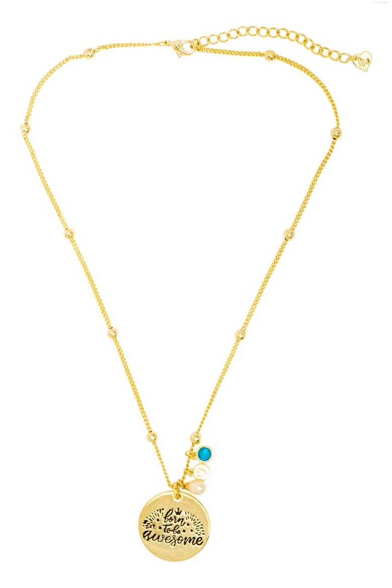 Kids' Born to be Awesome Pendant Necklace, Alternate, color, GOLD
