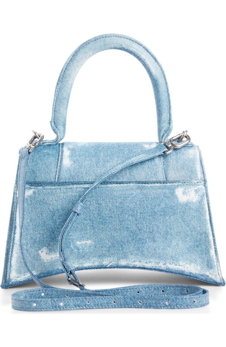 Balenciaga Small Hourglass Denim Print Leather Top Handle Bag, Alternate, color,