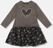 Deux par Deux Bi-Material Dress with Mesh Skirt and Heart