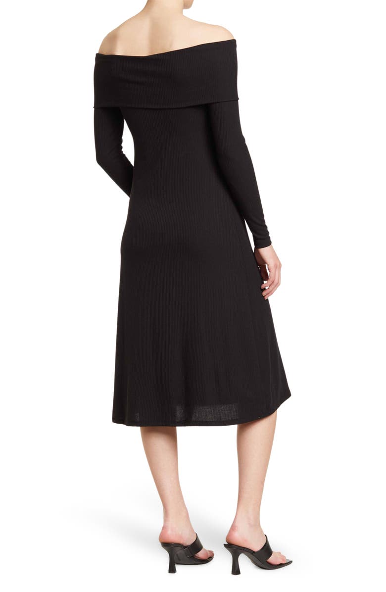 AFRM Ojai Off the Shoulder Rib Midi Dress, Alternate, color,