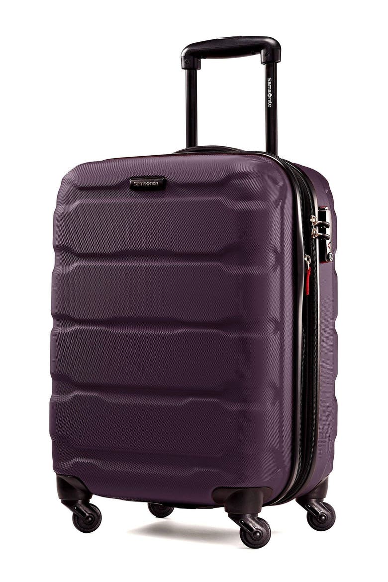 Omni PC Hardside Expandable 24" Medium Checked Spinner Luggage, Main, color, Purple