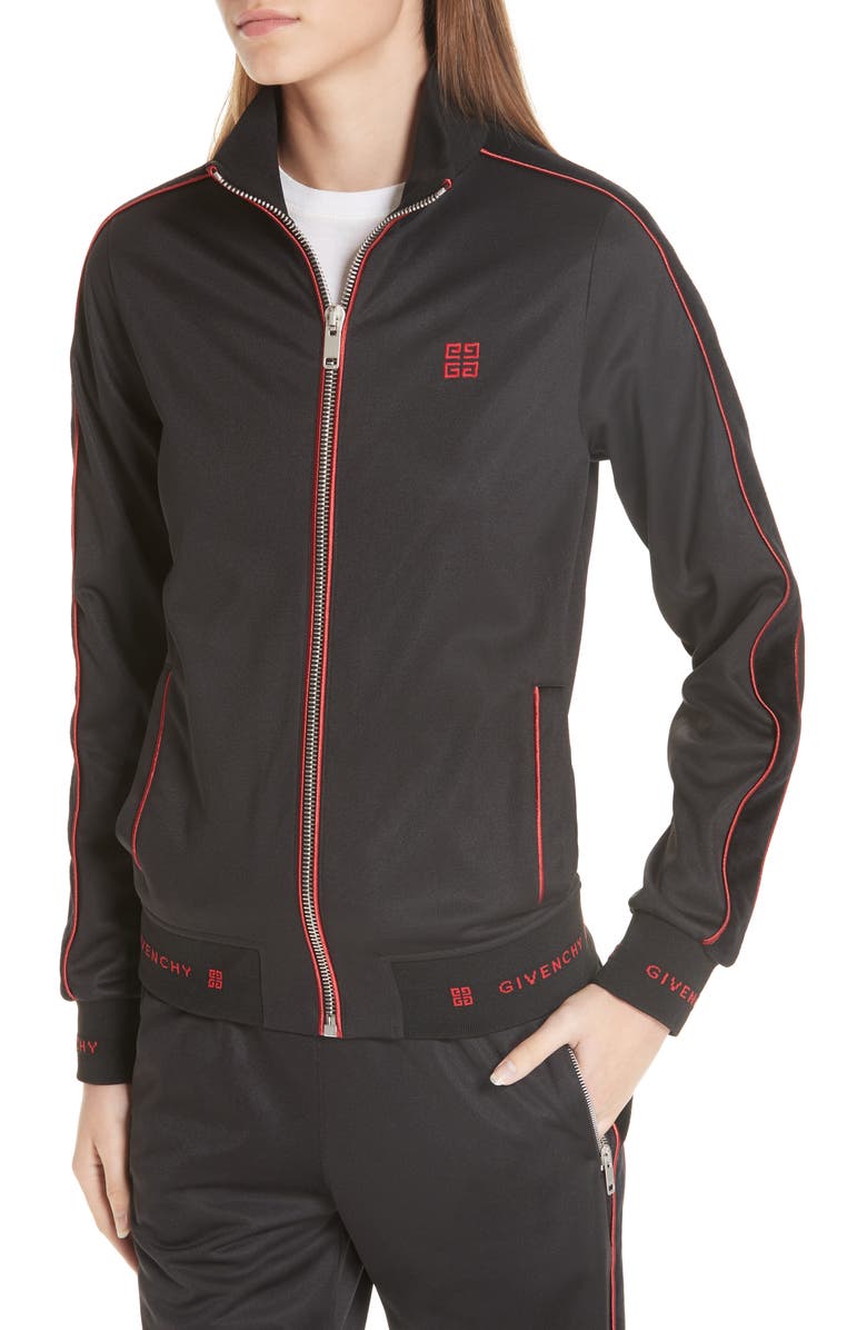 Givenchy 4G Logo Embroidered Neoprene Track Jacket, Alternate, color, 