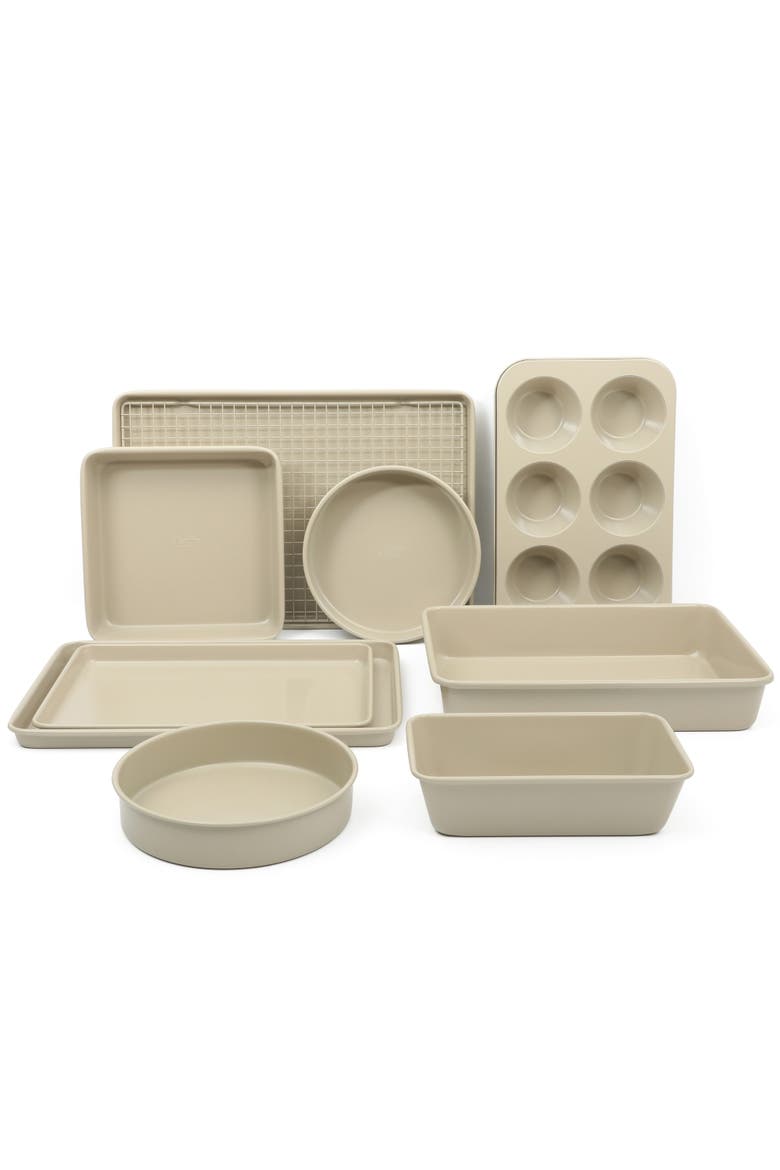 Gallen 10-Piece Ceramic Nonstick Carbon Steel Bakeware Set, Main, color, Taupe