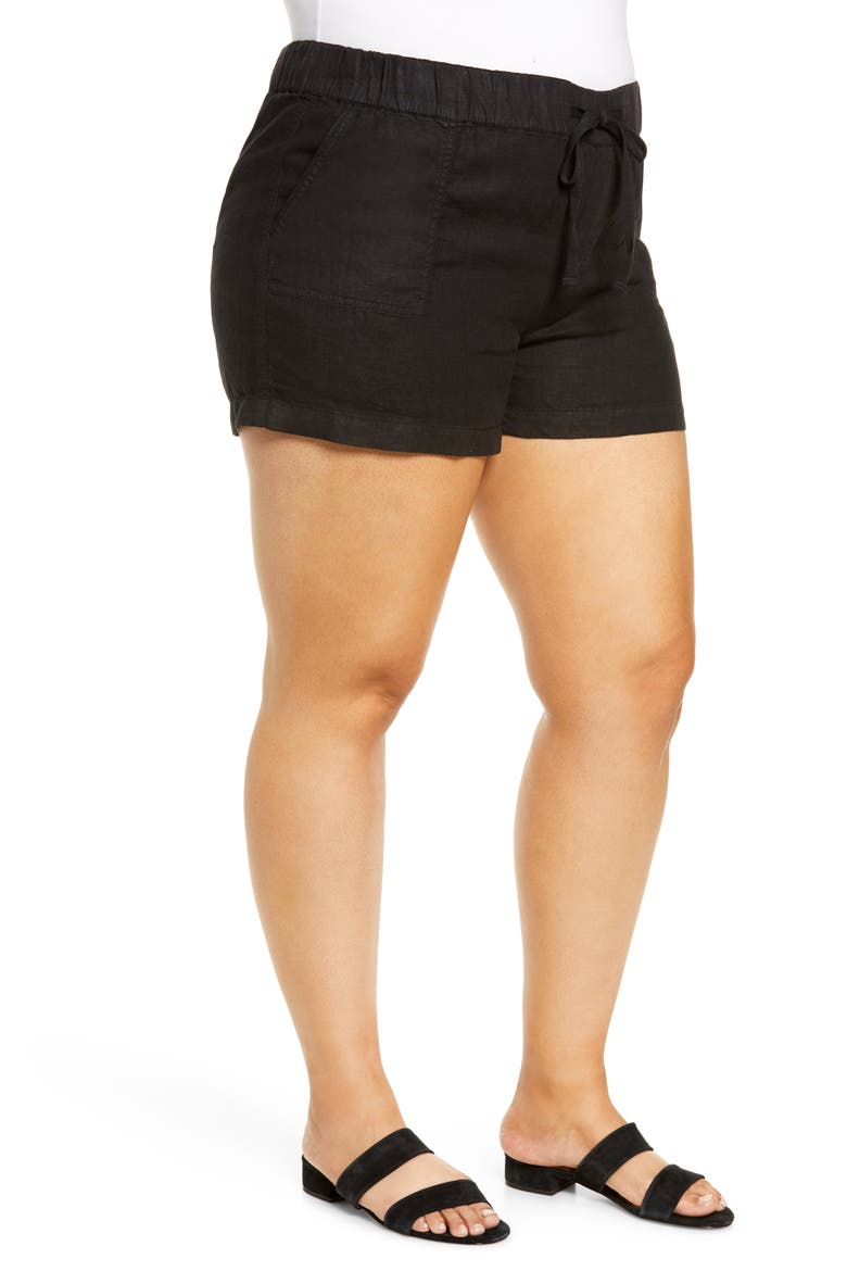 Linen Shorts, Alternate, color, BLACK