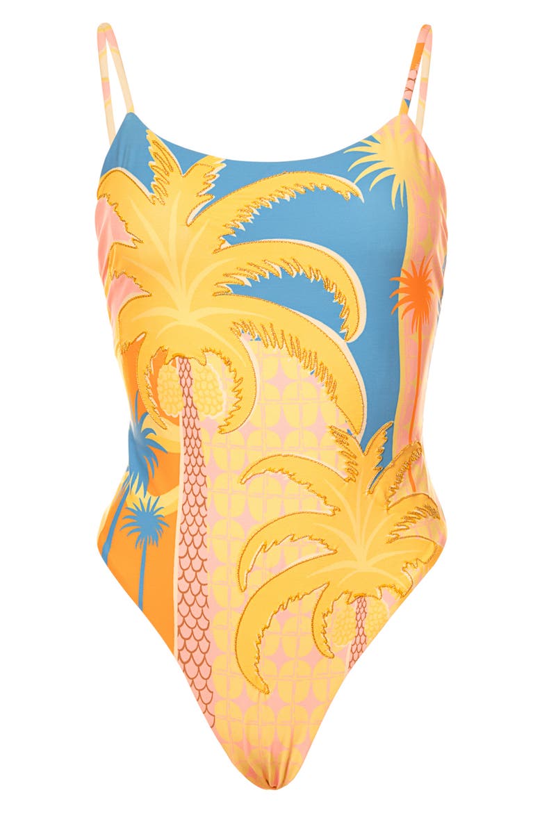 Solar Bliss Luster Reversible One-Piece Swimsuit, Alternate, color, OPEN YELLOW