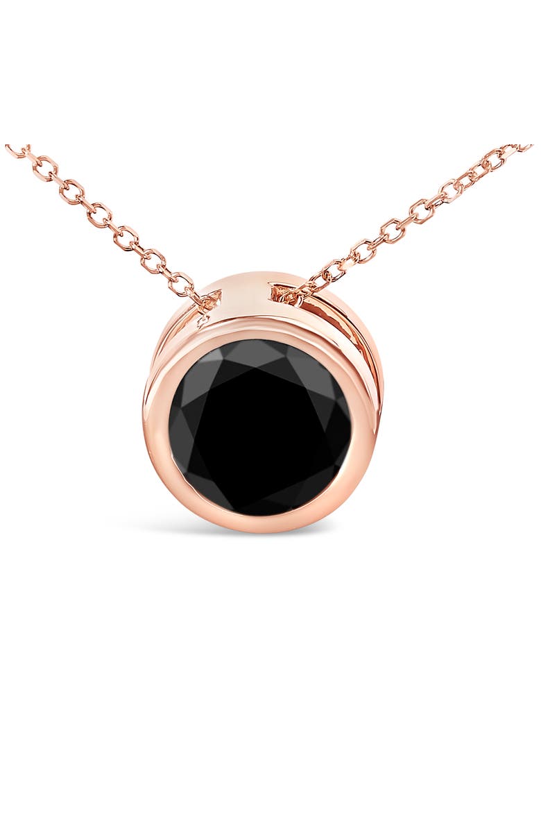 Haus of Brilliance 14K Rose Gold 7.0 Cttw Bezel-Set Black Round Diamond Solitaire Pendant Necklace, Alternate, color, Pink