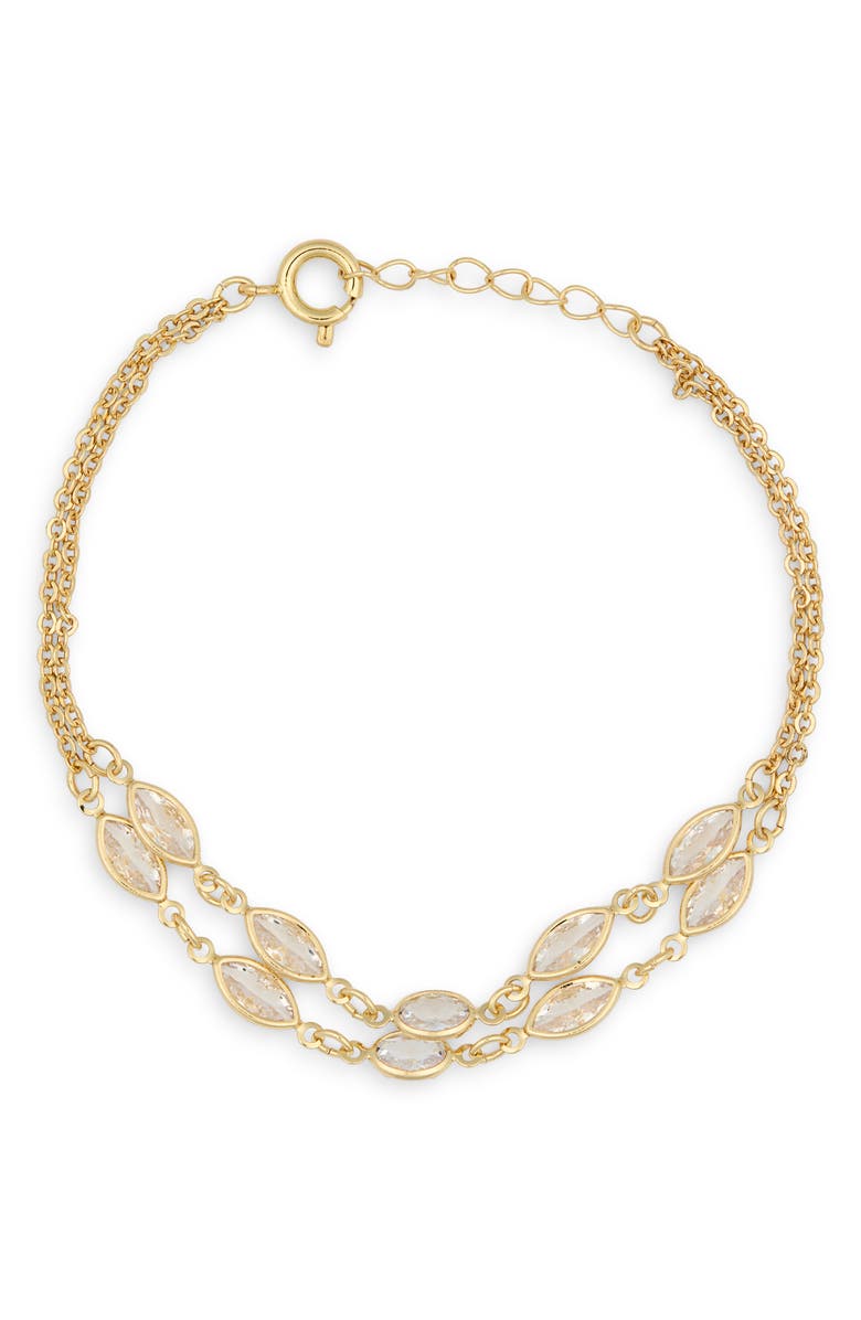 NORDSTROM RACK Marquise Cubic Zirconia Station Layered Bracelet, Main, color, Clear- Gold