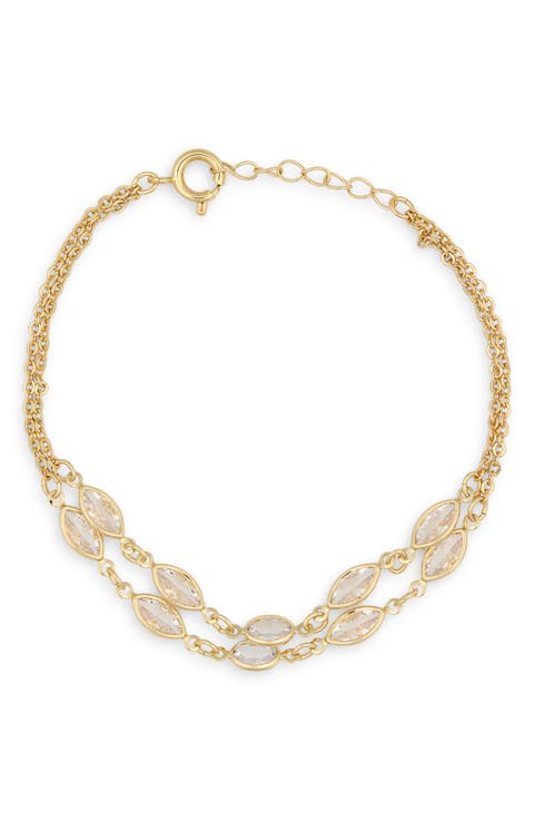Marquise Cubic Zirconia Station Layered Bracelet