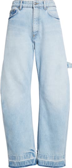 デニム・ジーパン STELLA MCCARTNEY COTTON DENIM BANANA LEG UTILITY JEANS Stella McCartney High Waist Raw Released Hem Banana Leg