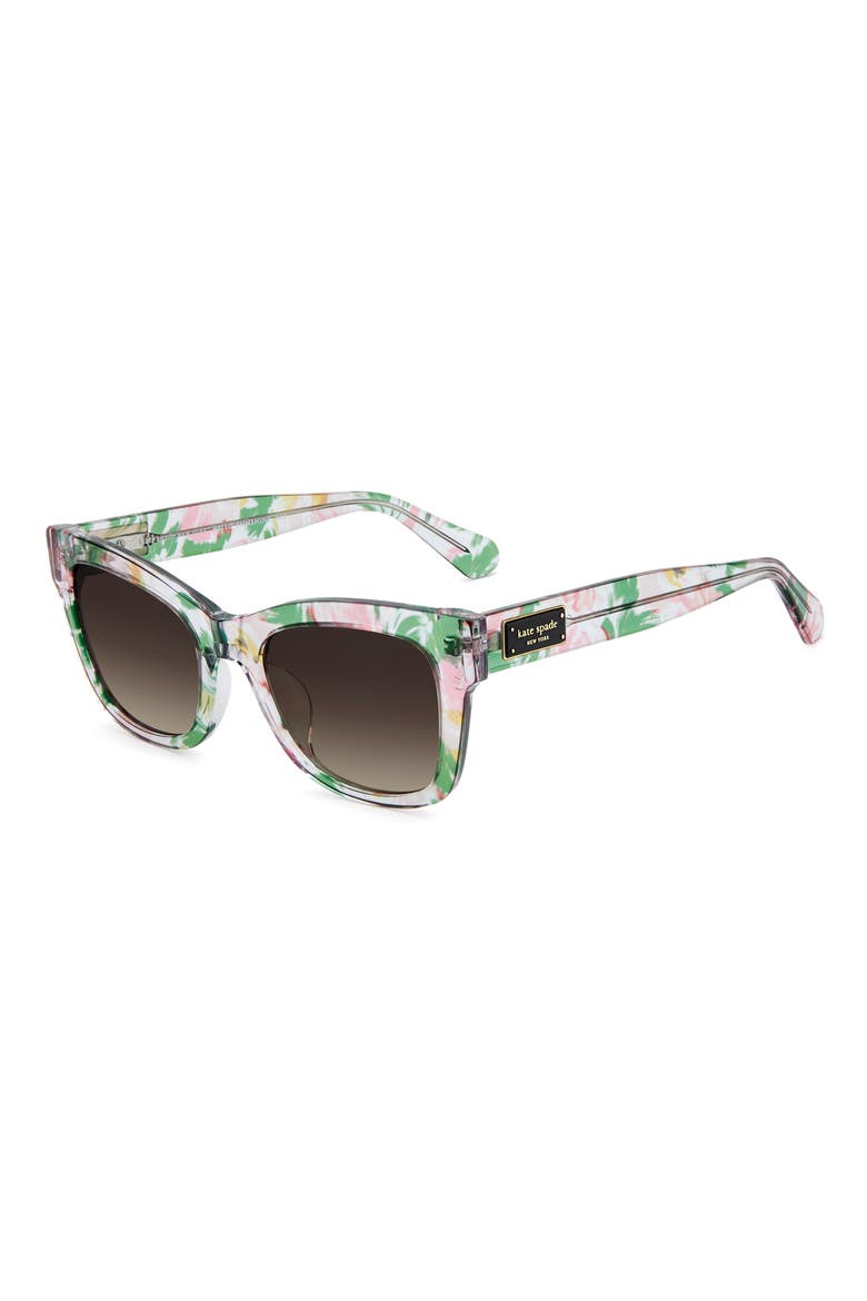 dee 51mm gradient square sunglasses, Alternate, color, CRYSTAL PATTERN/ BROWN