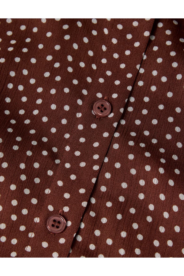Polka Dot Sheer Sleeve Shirt, Alternate, color, Brwn/Multi