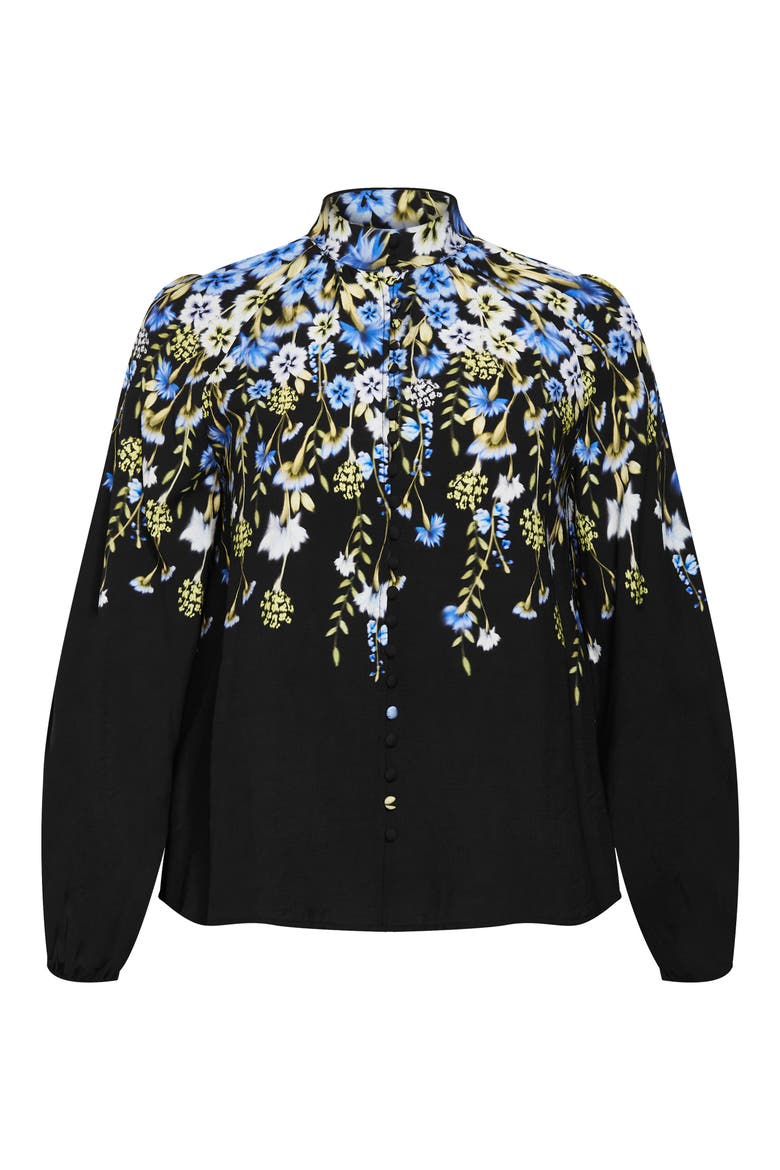 Kayla Floral Print Shirt, Alternate, color, BLUE FLORAL