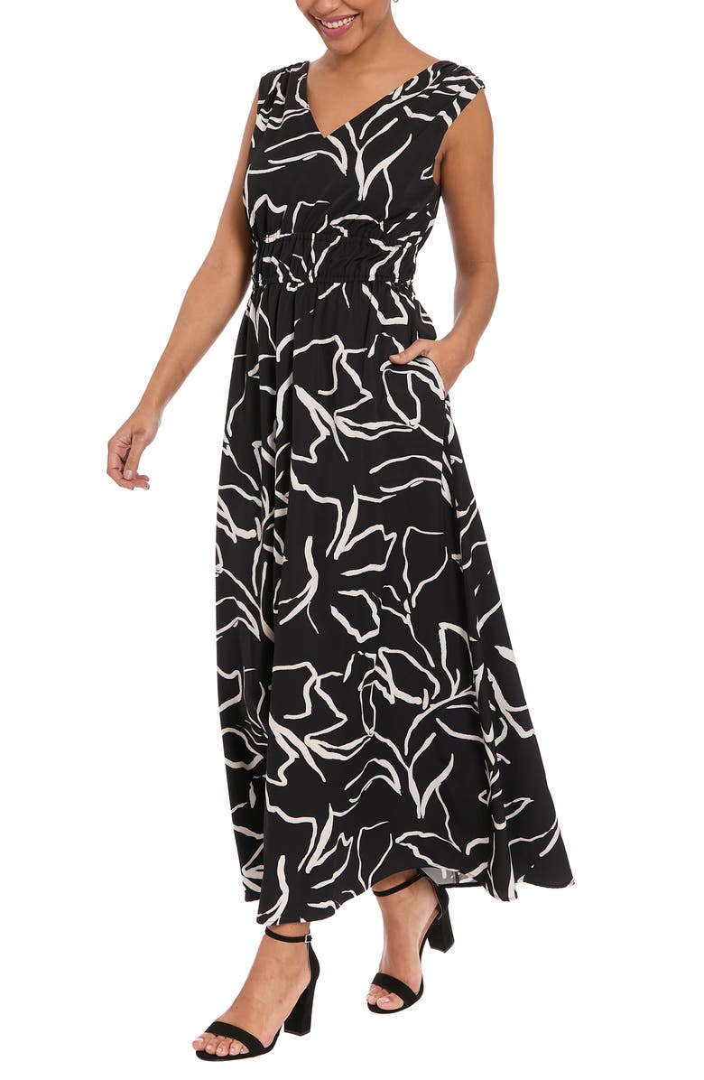 London Times Shirred Maxi Dress, Alternate, color, 