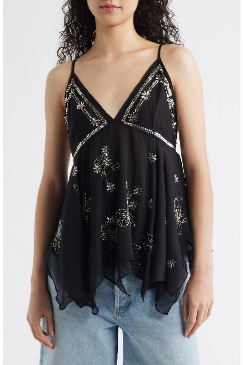 Robbie Floral Embellished Top, Main, color, BLACK