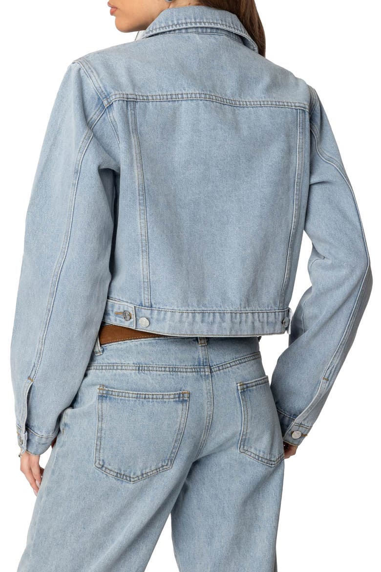 Barb Denim Crop Trucker Jacket, Alternate, color, LIGHT-BLUE