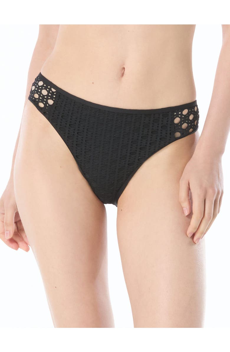 Carmen Marc Valvo See Through Side Crochet Bikini Bottom, Main, color, Black