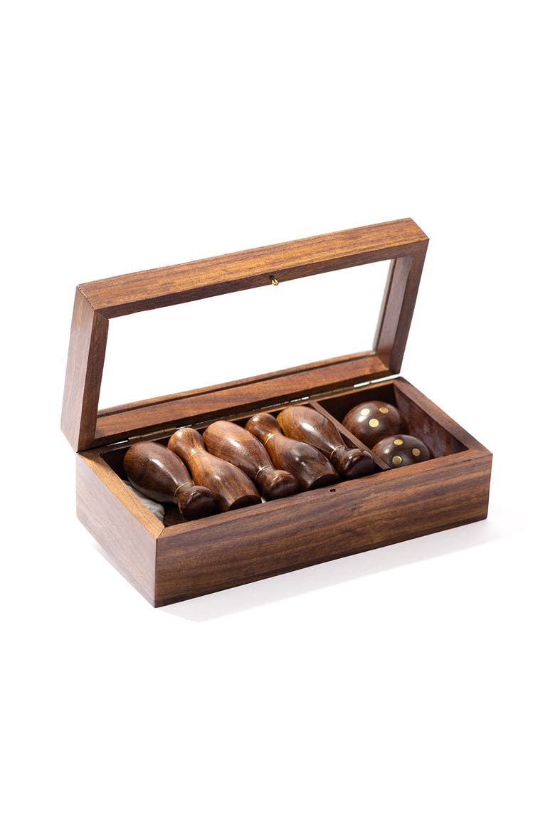 Tabletop Bowling Game Set, Main, color, Handcrafted Wood