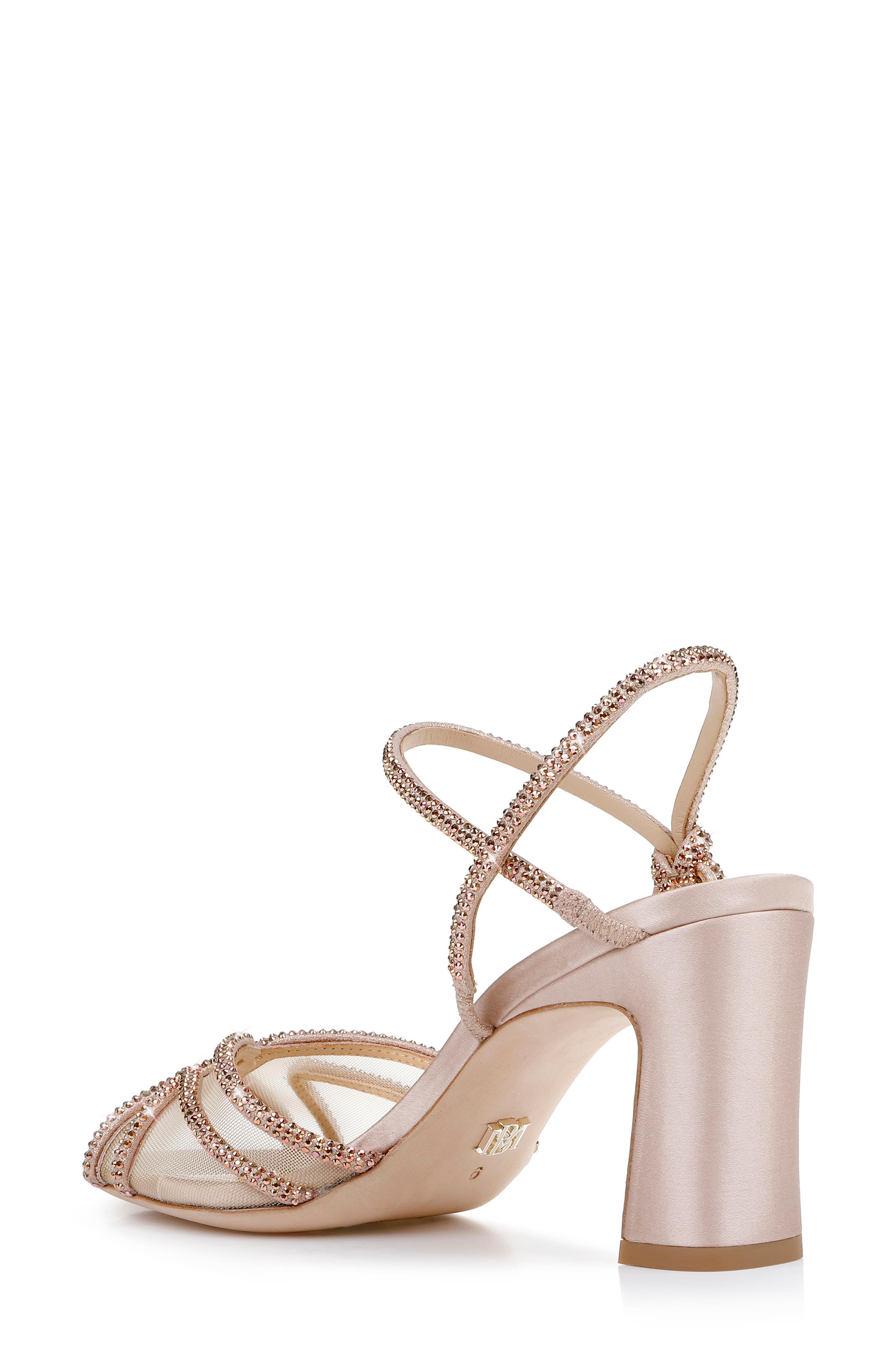 Badgely Mischka Collection Hey Embellished Sandal, Alternate, color, ROSE GOLD METALLIC FABRIC