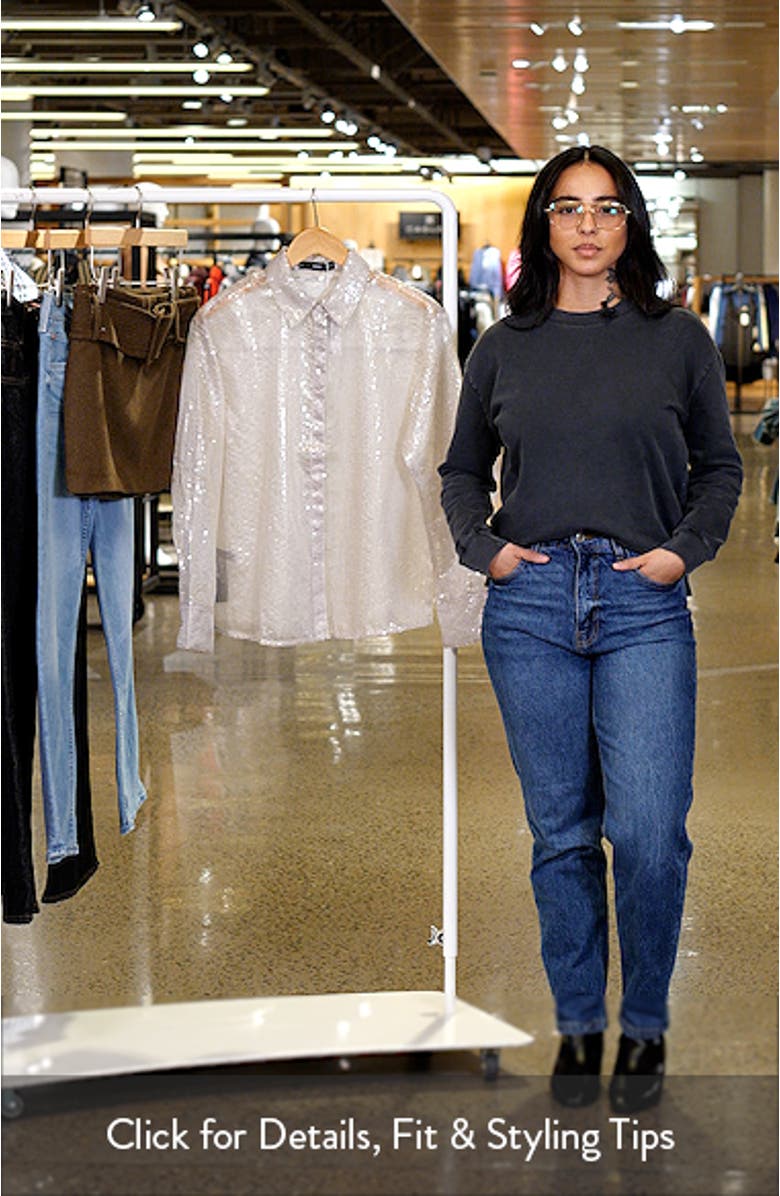 Cristal Sheer Sequin Button-Up Shirt, sales video thumbnail