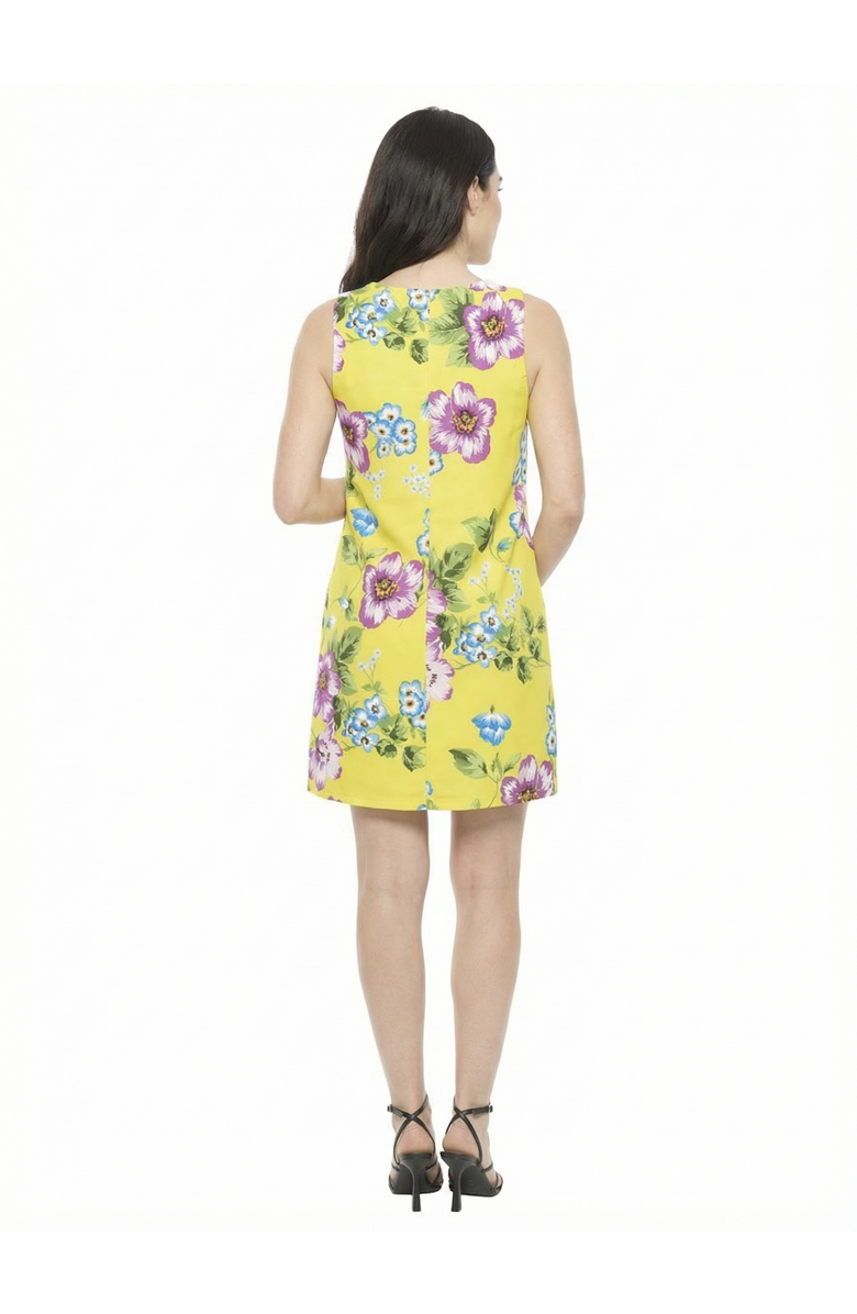 24seven Comfort Apparel Maternity Floral Round Neck Sleeveless A-Line Mini Shift Dress, Alternate, color, Yellow Multi
