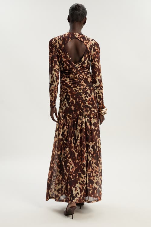 Karen Millen Petite Mesh Maxi Dress In Brown