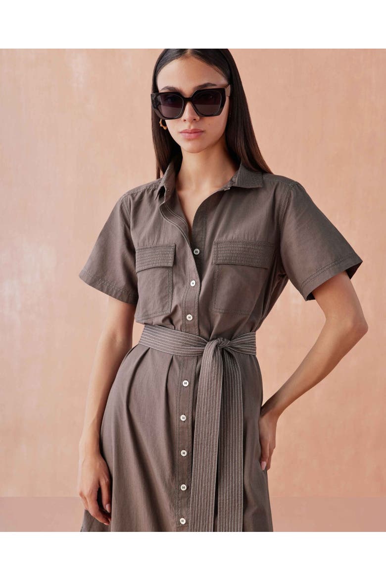 Cotton Amira Shirt Dress, Alternate, color, Solid Fawn