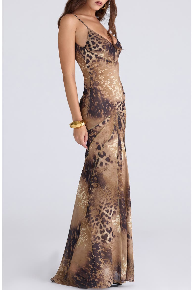 Sacha Print Georgette Gown, Alternate, color, LEOPARD