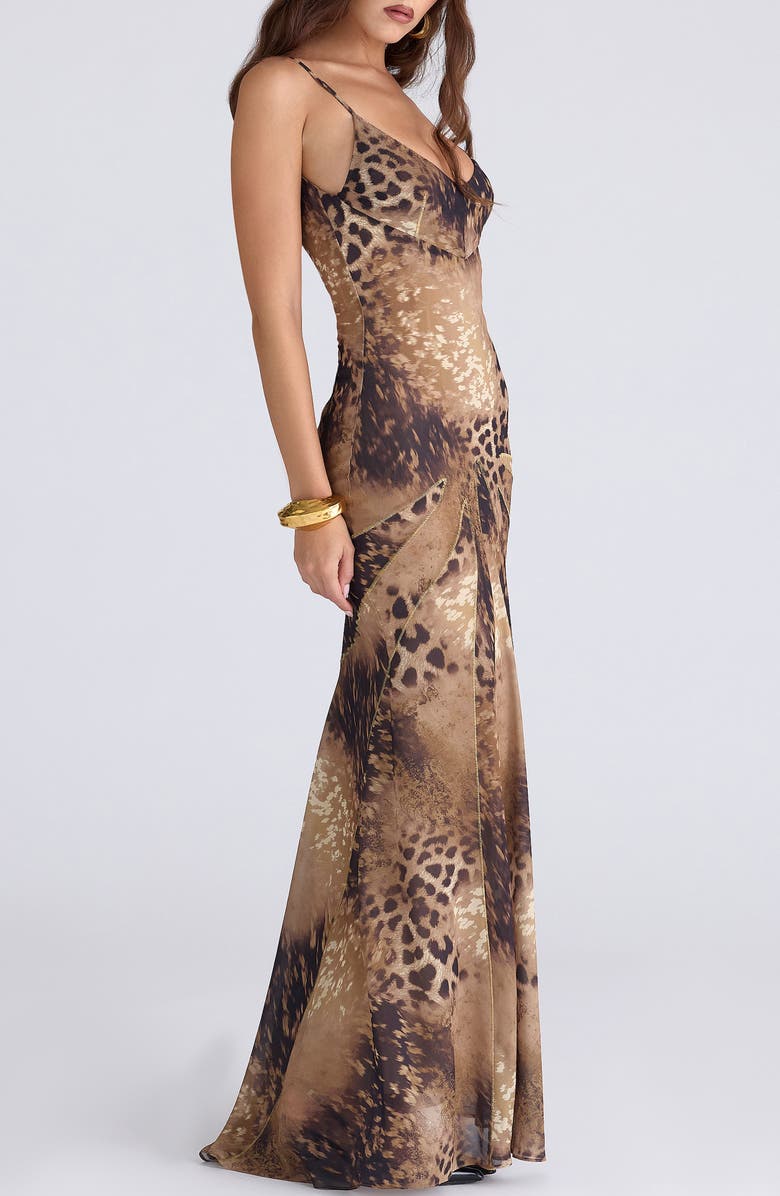 HOUSE OF CB Sacha Print Georgette Gown, Alternate, color, Leopard