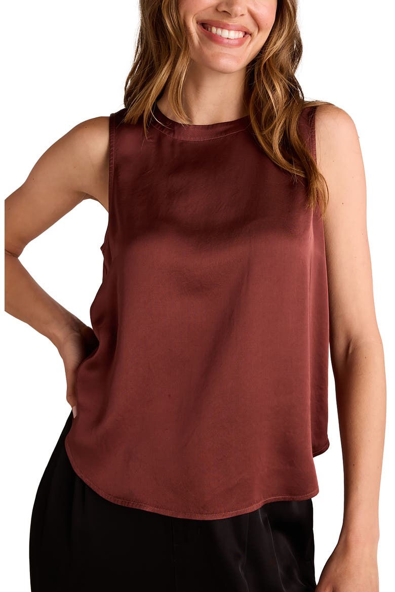 Satin Tank Top, Main, color, BRANDY WINE