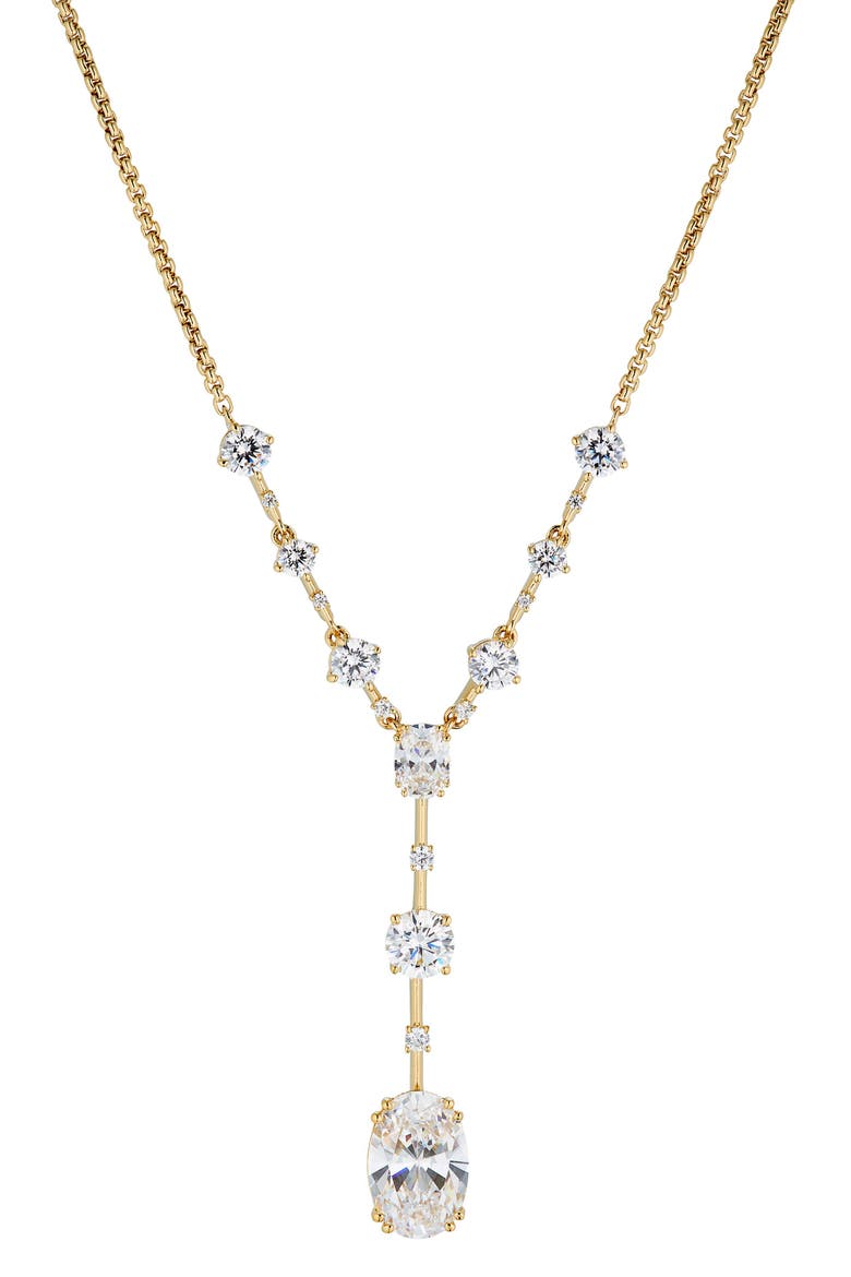 Evelyn Cubic Zirconia Y-Necklace, Main, color, GOLD