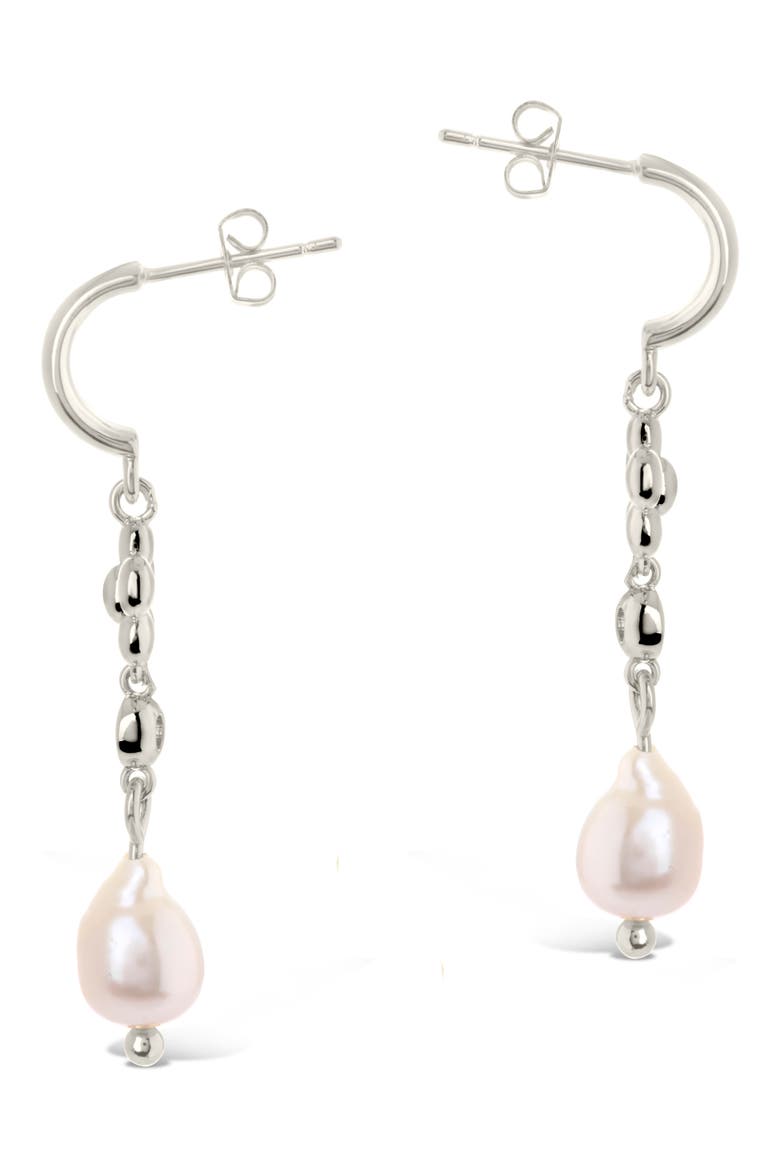 June Imitation Pearl Floral Hoop Earrings, Alternate, color, SILVER