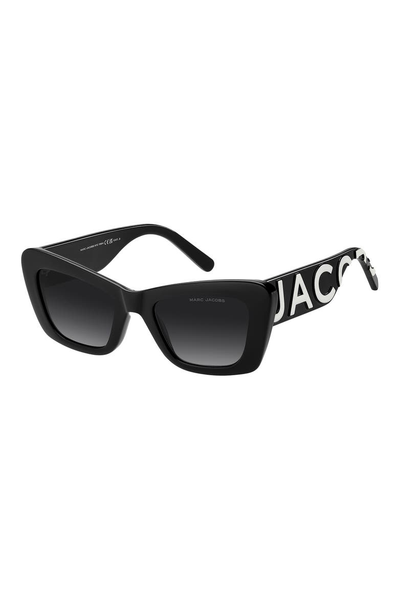 52mm Cat Eye Sunglasses, Alternate, color, BLACK WHITE/ DARK GREY SF
